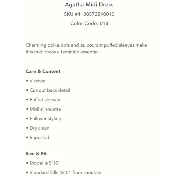 Anthropologie Agatha Dress - NWT - Size 6 - Picture 14 of 14